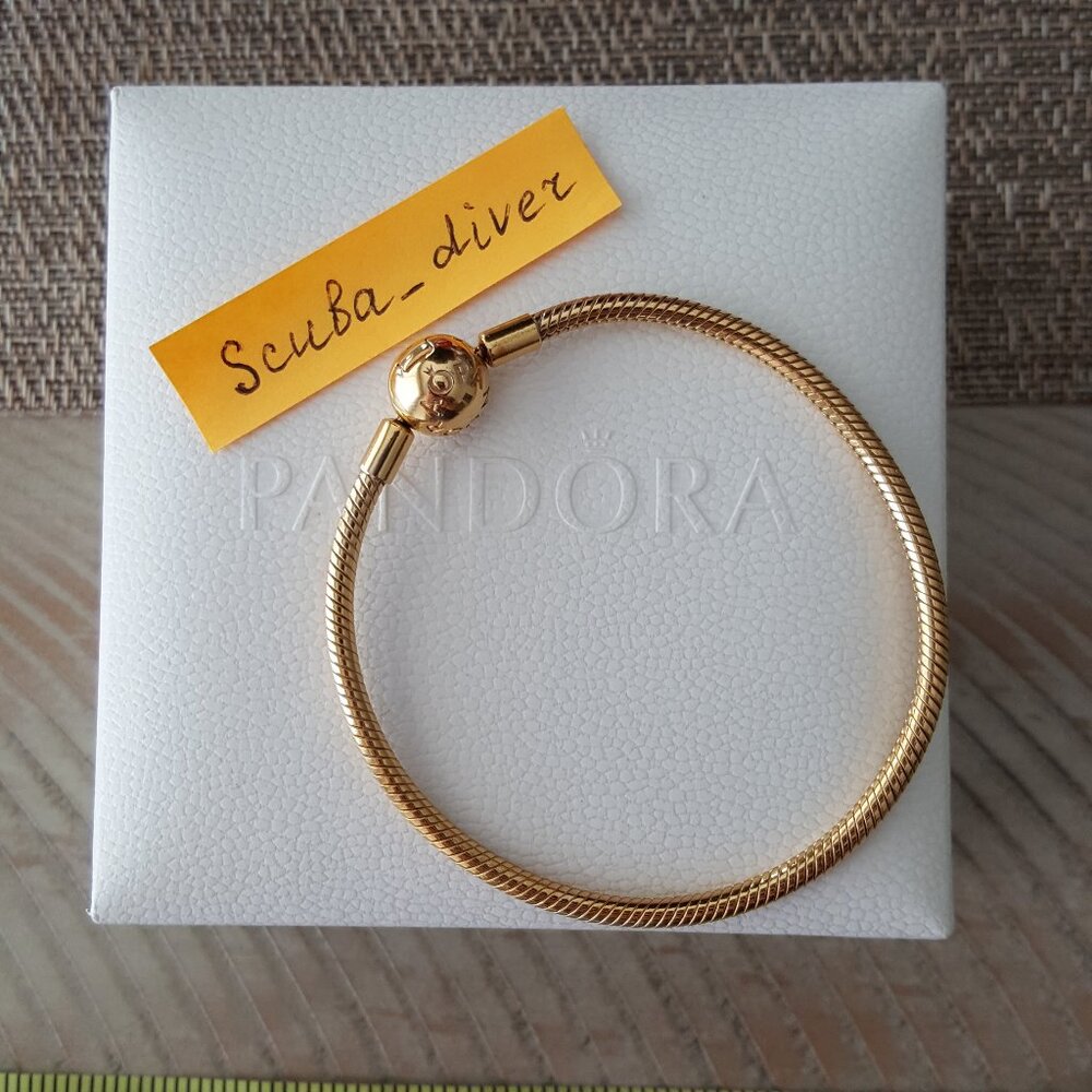 NEW Pandora 14K Gold Plated Moments Shine Snake Chain Bracelet 7.5 in 19 cm